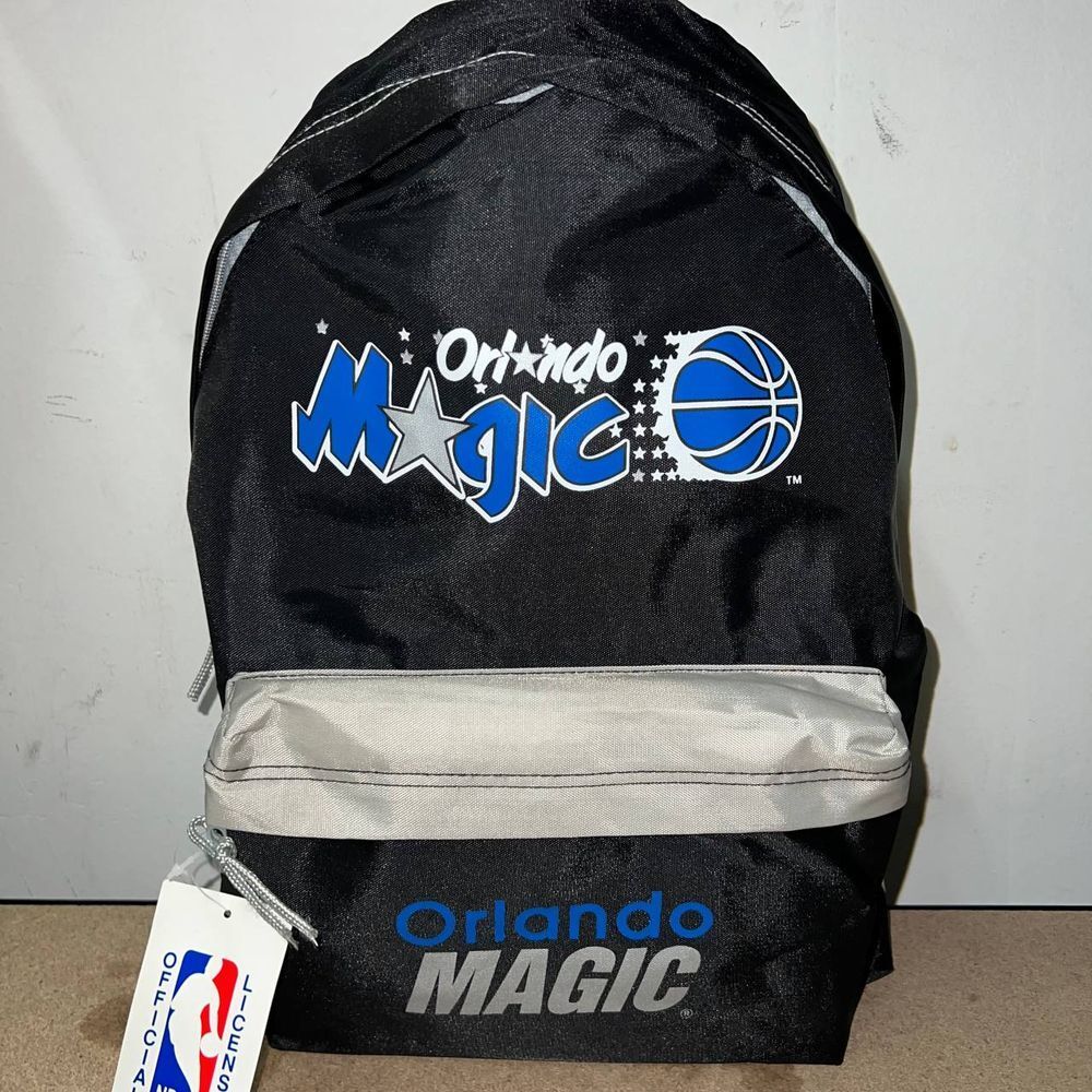 Vintage Orlando Magic Backpack Bag Black NBA Nasco Lightweight Printed
